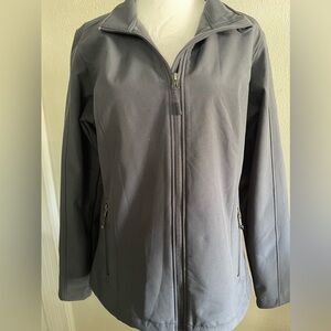 Size Medium Port Authority Jacket.‎  The color is a blue grey, darker.